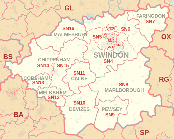 SN Postcode Area Map